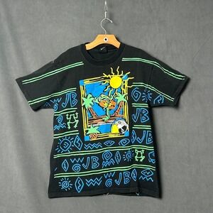 Vtg 90s Jimmy Buffett All Over Print T-Shirt Mens XL AOP Giant Black Band Tee